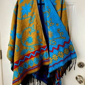 Reversible wool cape/pashmina